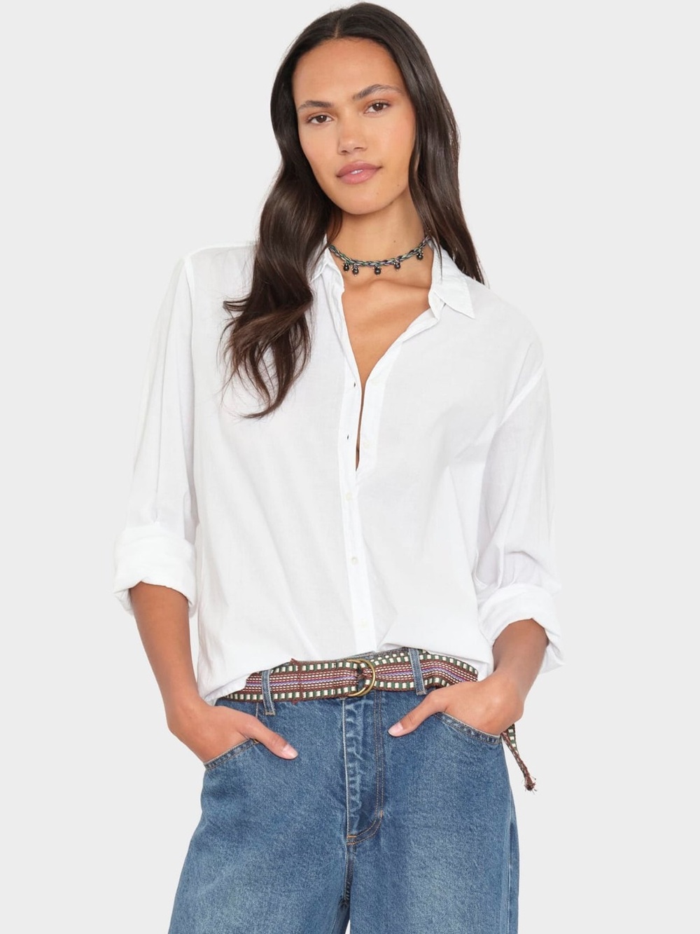 Xirena Beau Shirt Cotton Poplin Button Down Top| White | XL